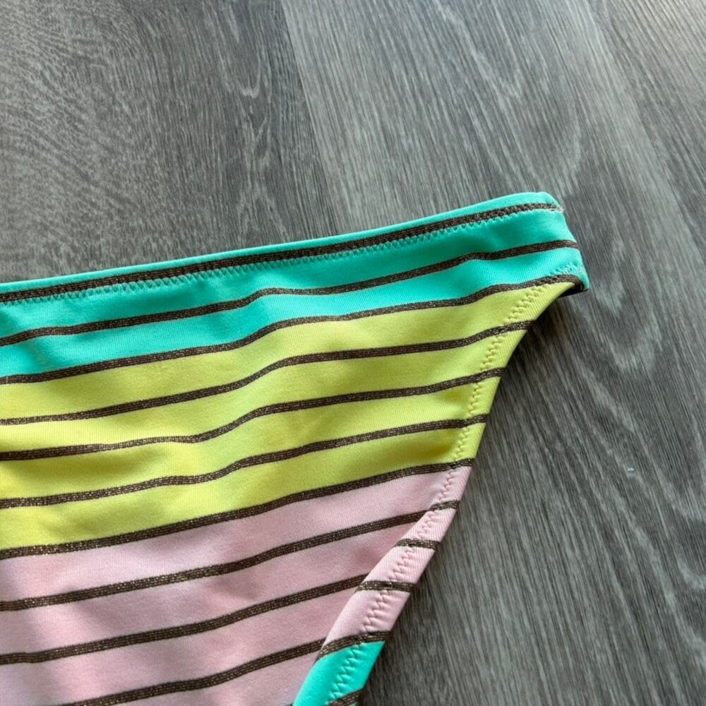 Trina Turk Lurex Stripe Bikini Bralette Top Pastel Stripe Swim Size 6 Pink Teal - Picture 11 of 16